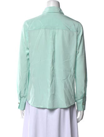 St. John Silk Long Sleeve Button-Up Top
