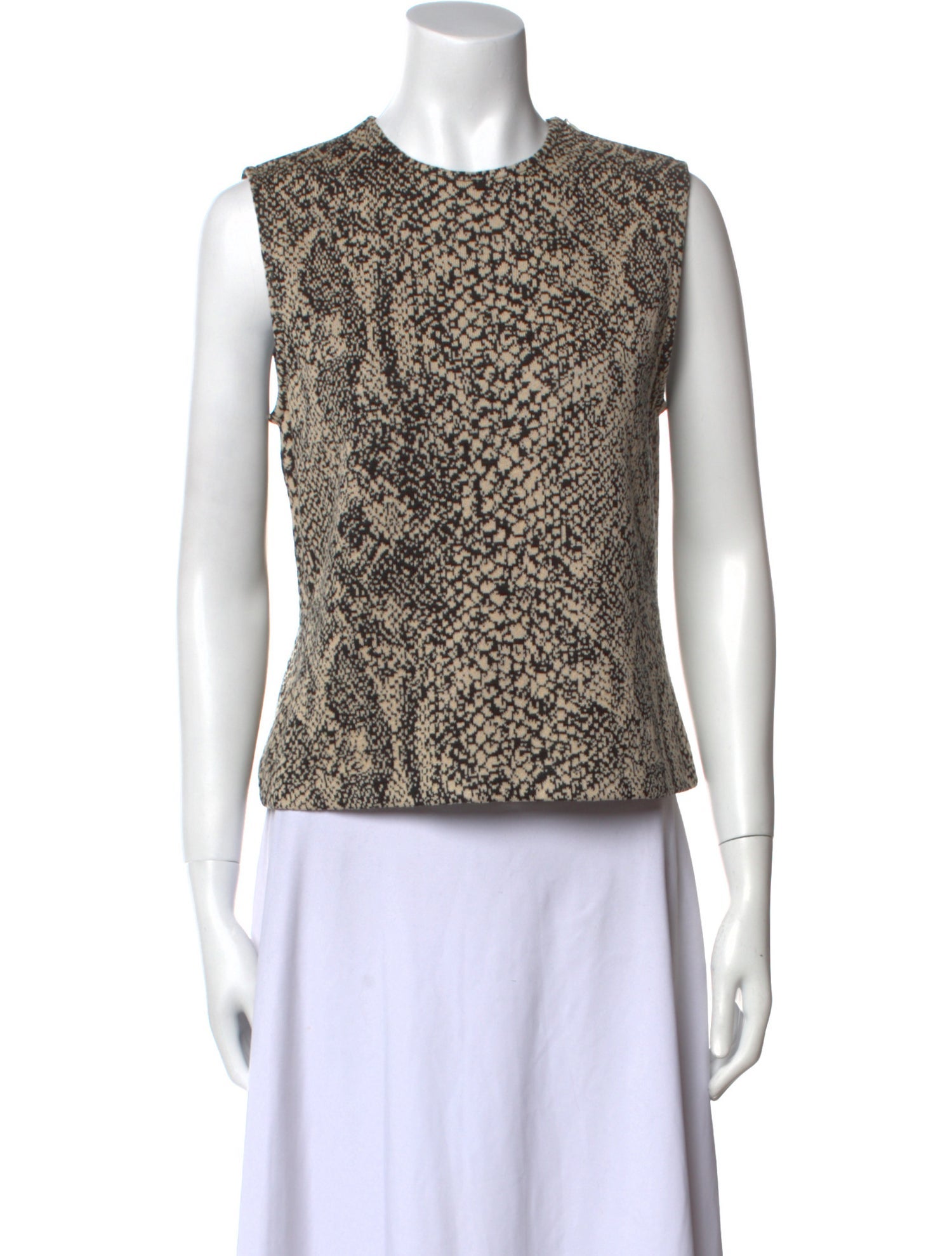 St. John Animal Print Crew Neck Top