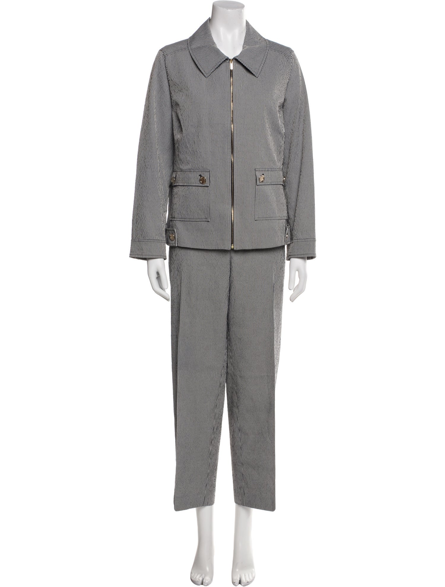 St. John Plaid Print Pant Set