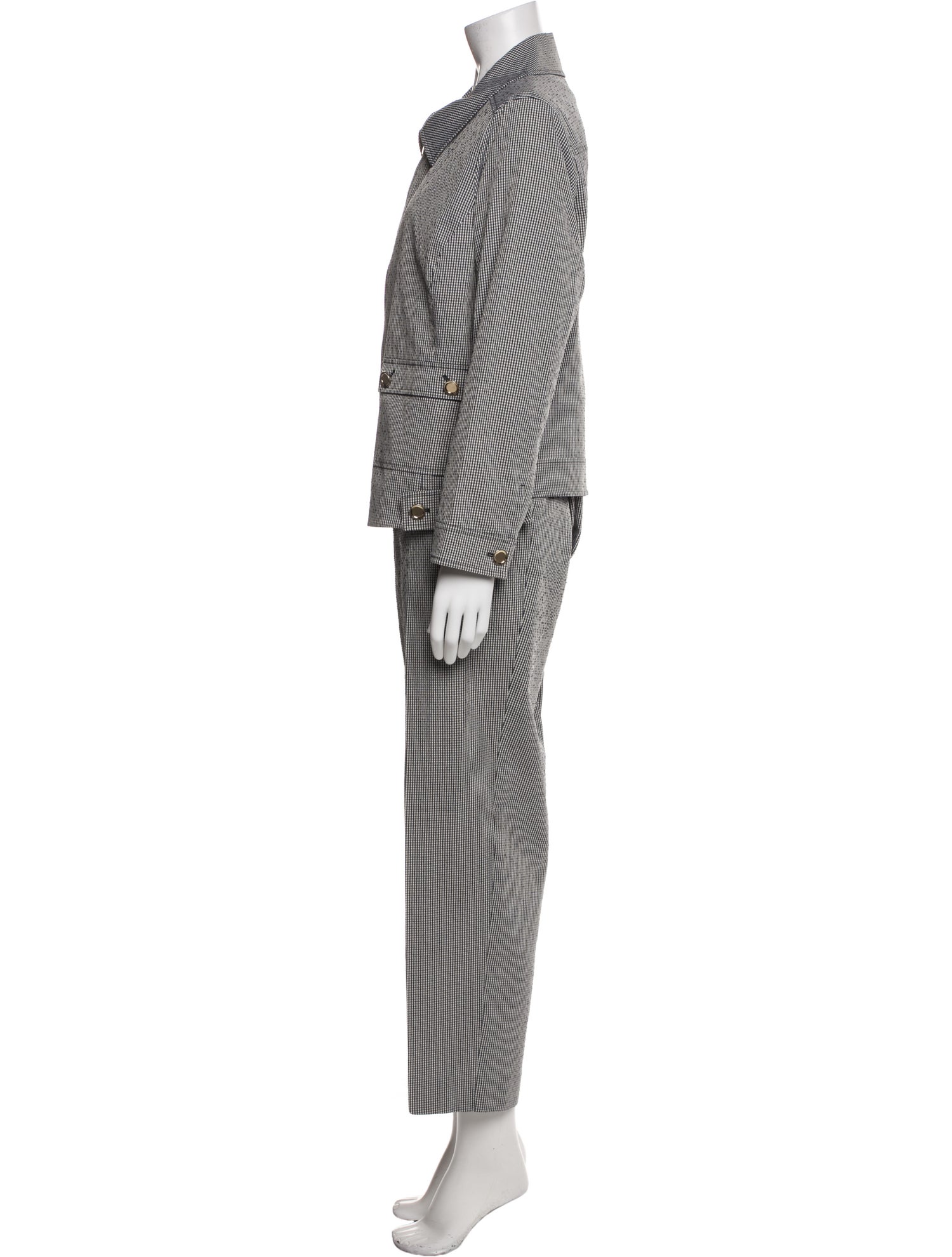 St. John Plaid Print Pant Set