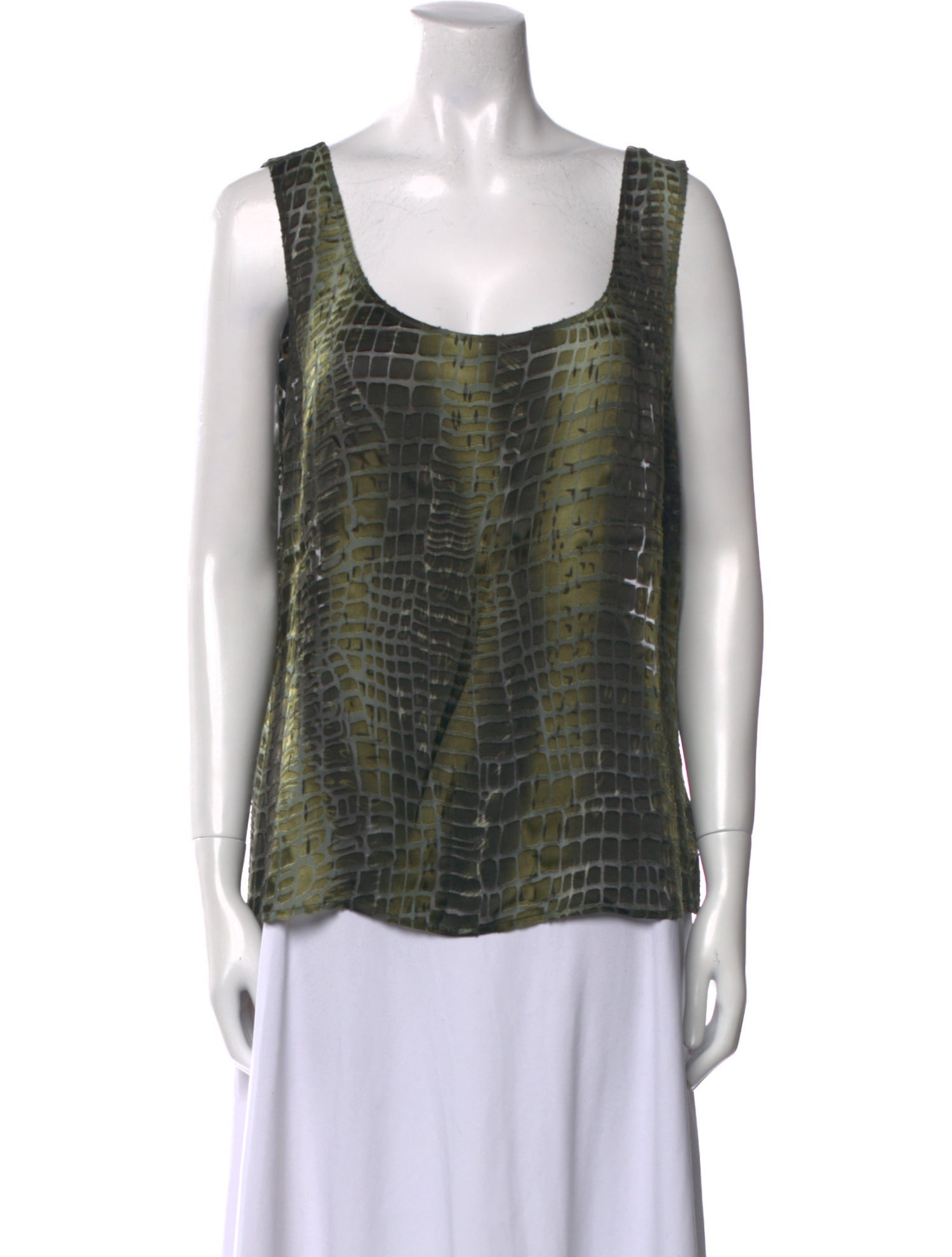 St. John Printed Scoop Neck Top