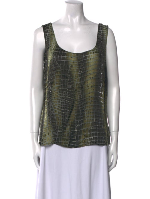 St. John Printed Scoop Neck Top