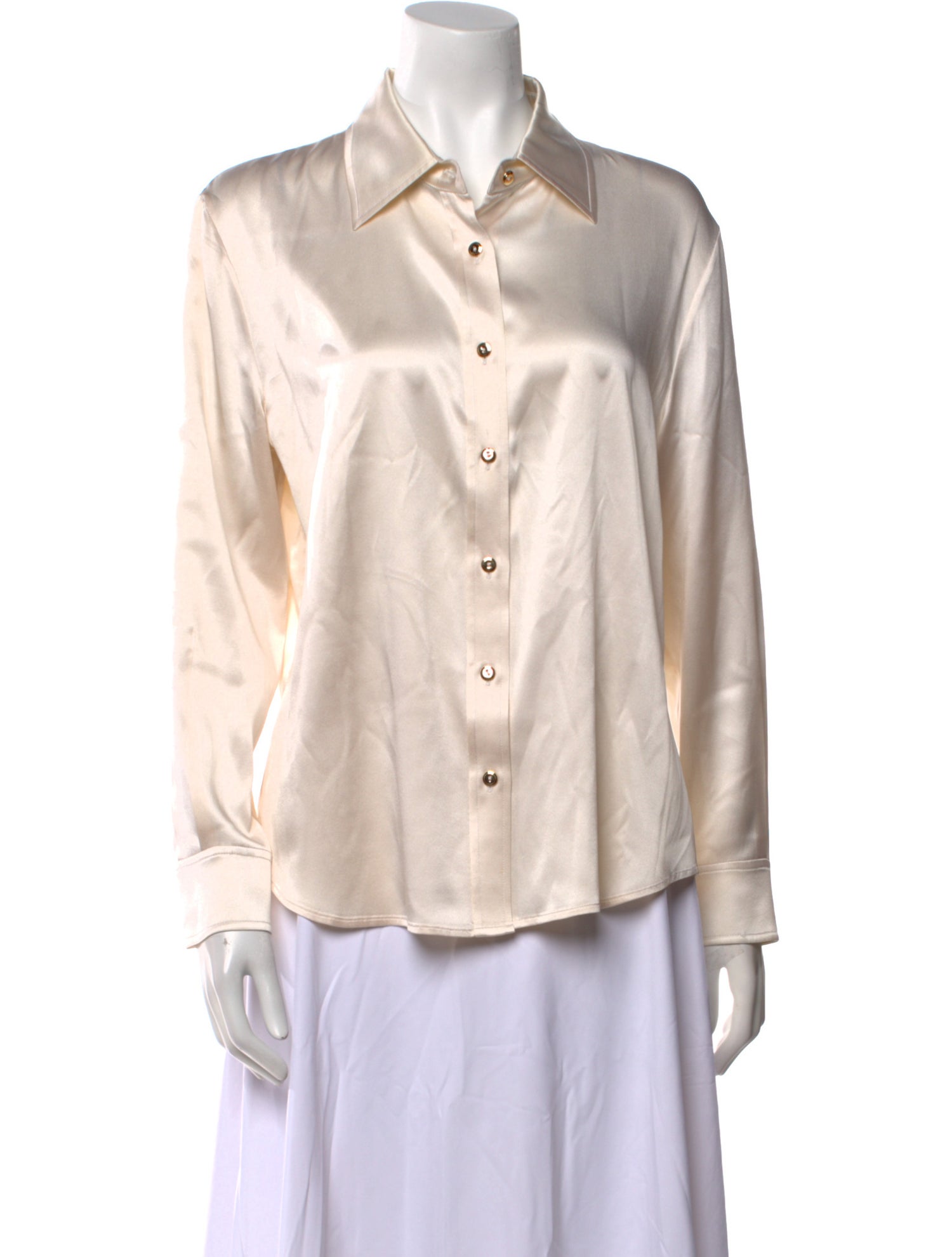 St. John Silk Long Sleeve Button-Up Top