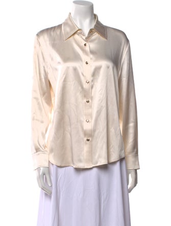 St. John Silk Long Sleeve Button-Up Top
