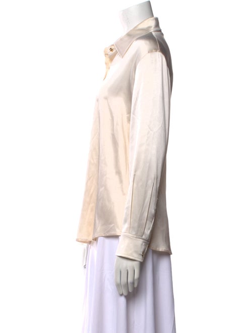 St. John Silk Long Sleeve Button-Up Top