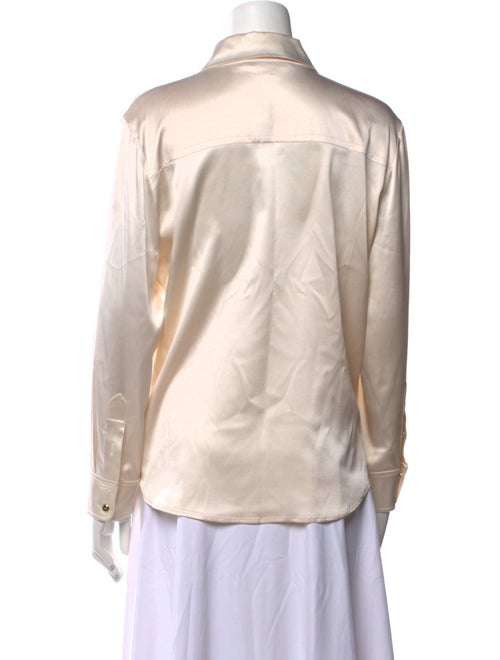 St. John Silk Long Sleeve Button-Up Top