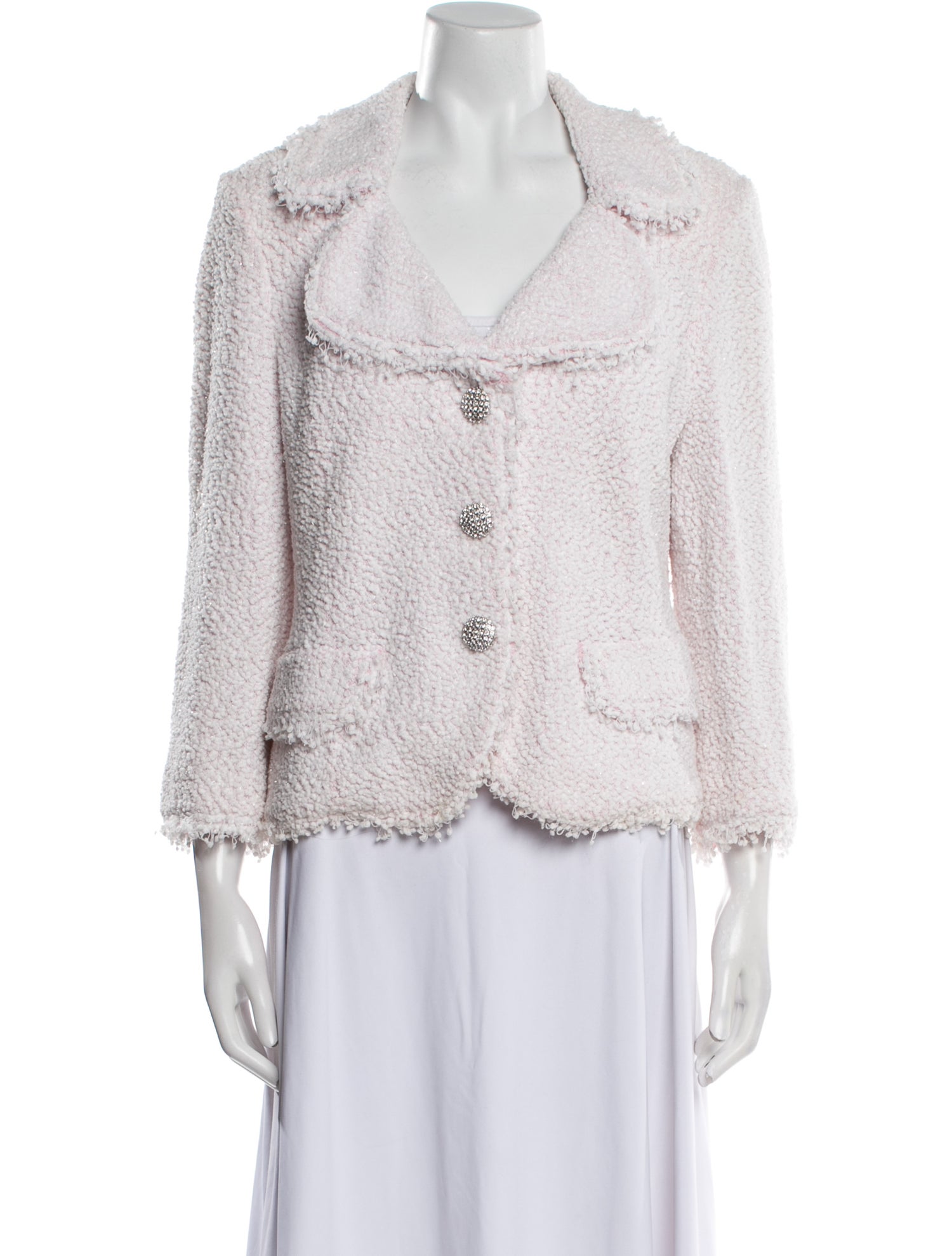 St. John Tweed Tweed Pattern Faux Fur Jacket