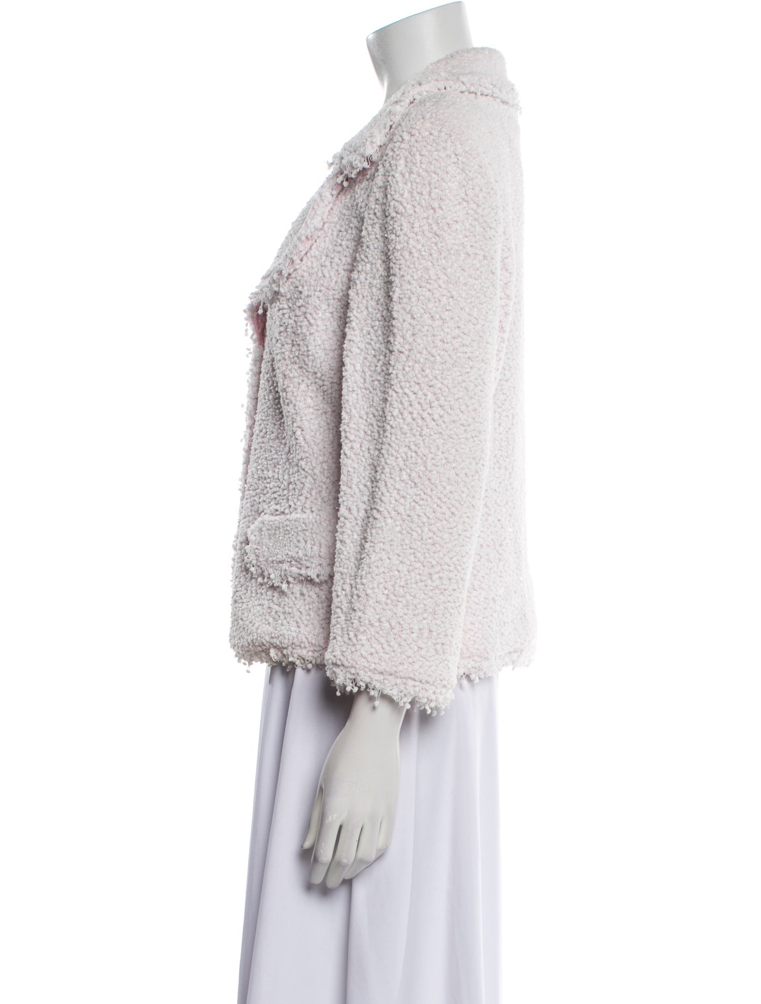 St. John Tweed Tweed Pattern Faux Fur Jacket