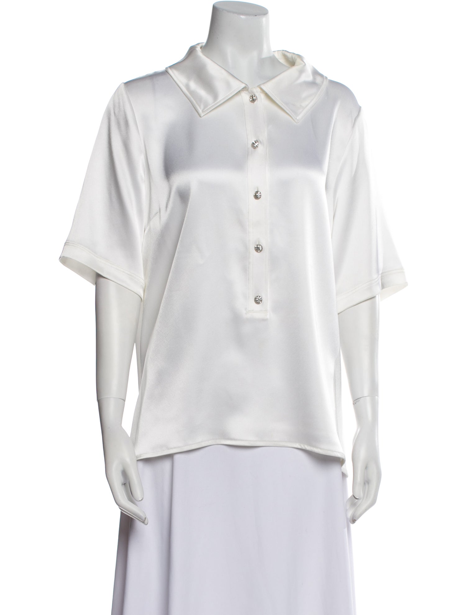 St. John Short Sleeve Button-Up Top