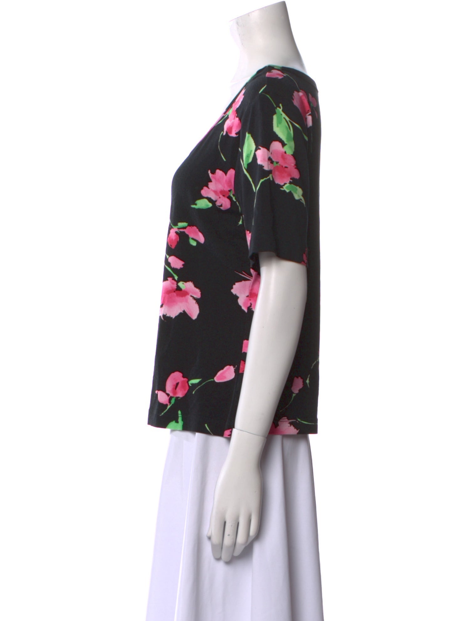 St. John Floral Print Scoop Neck T-Shirt