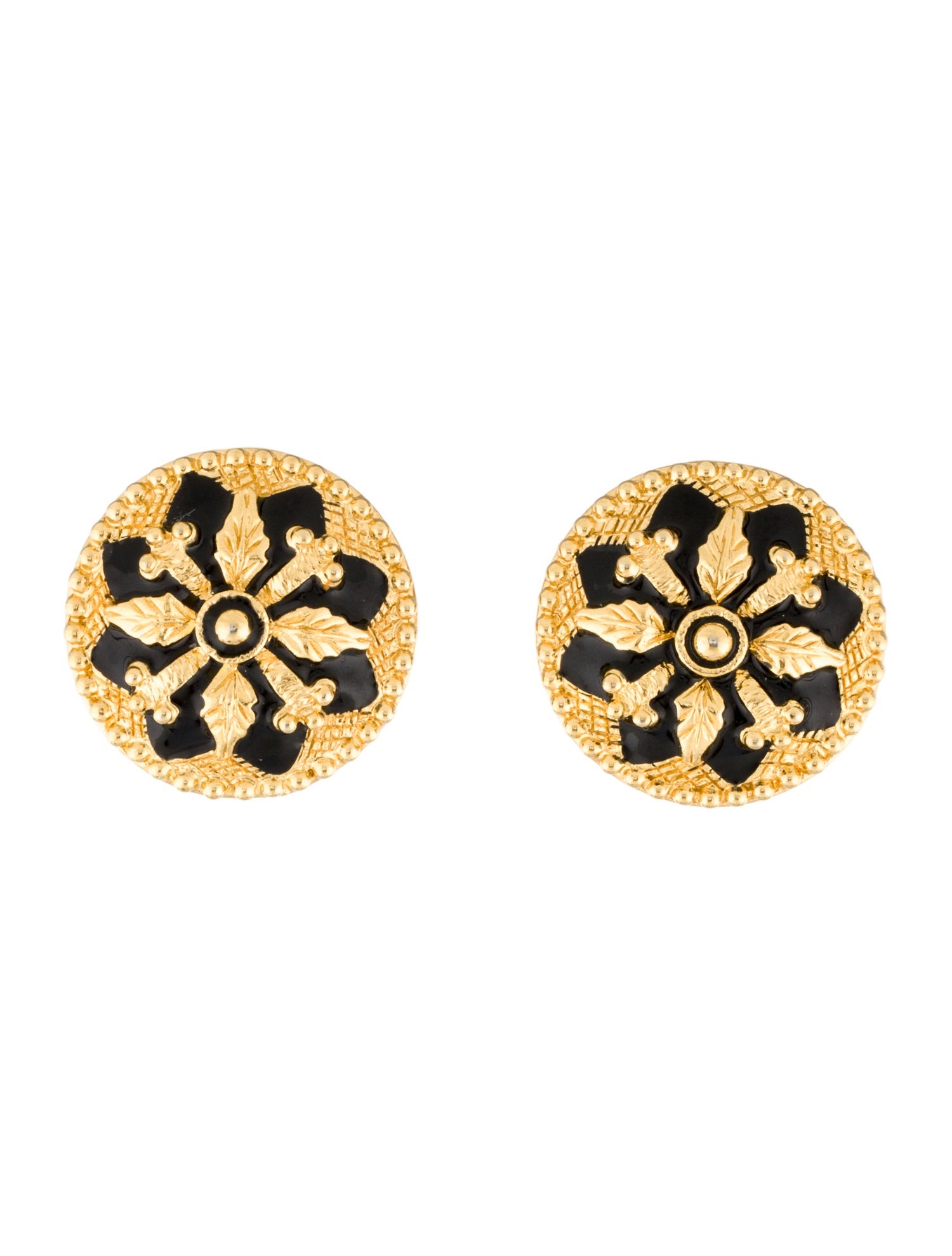 St. John Enamel Round Clip-On Earrings