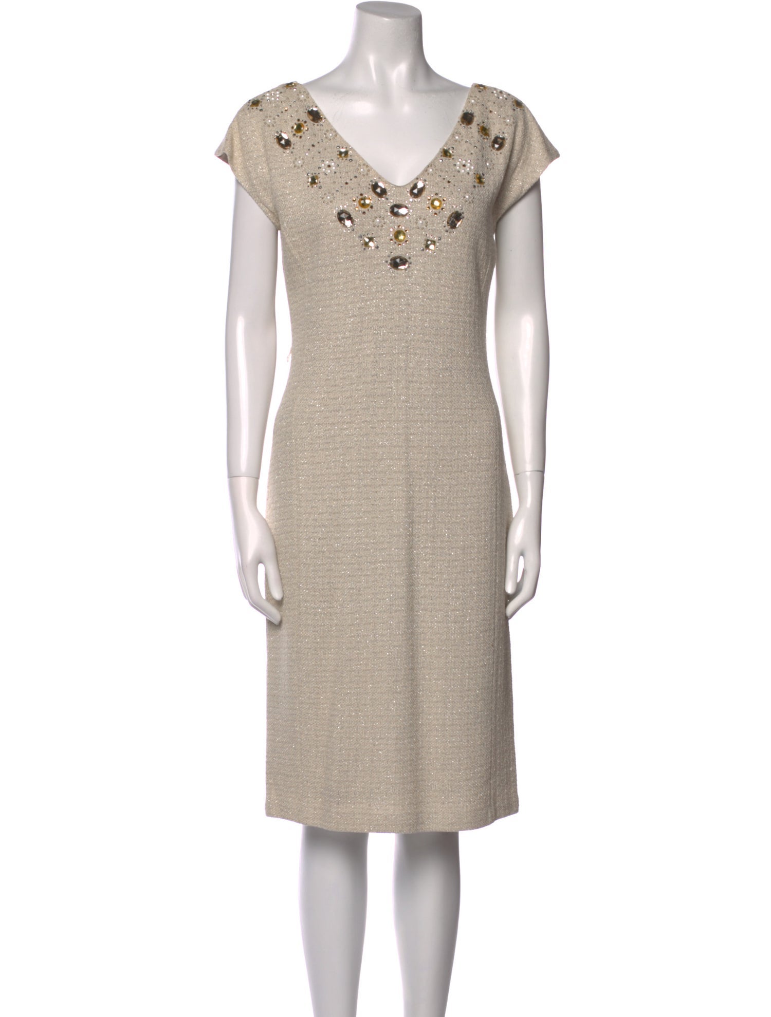 St. John V-Neck Knee-Length Dress