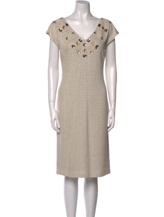 St. John V-Neck Knee-Length Dress