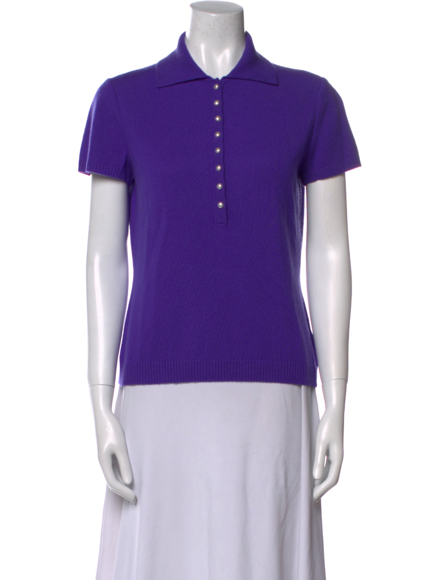 St. John Cashmere Short Sleeve Polo