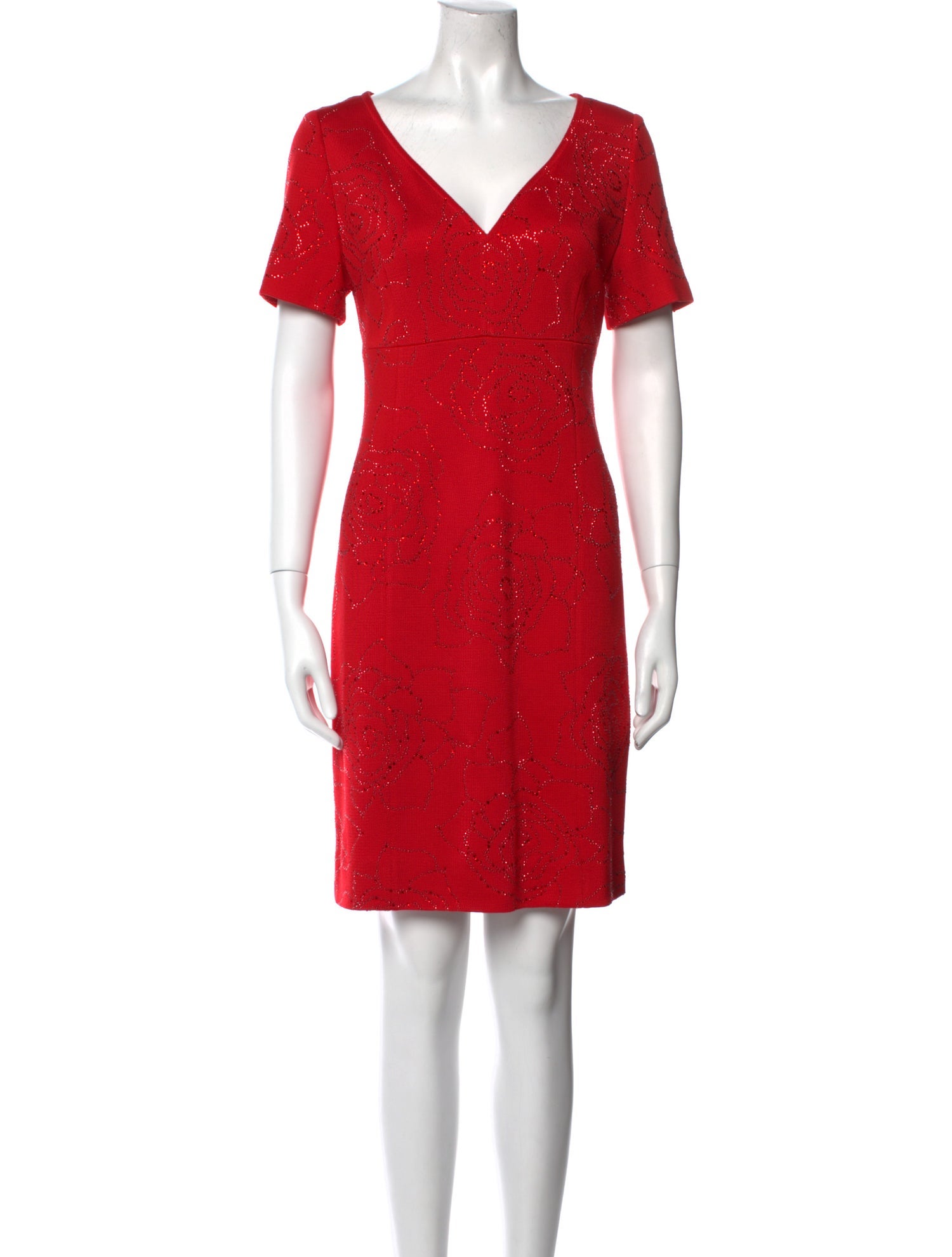 St. John V-Neck Knee-Length Dress