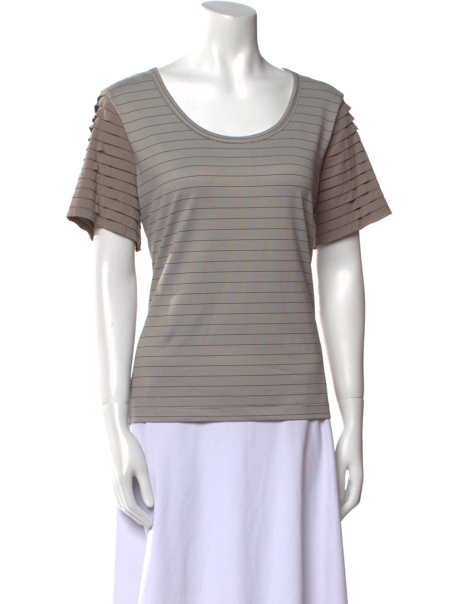 St. John Striped Scoop Neck T-Shirt