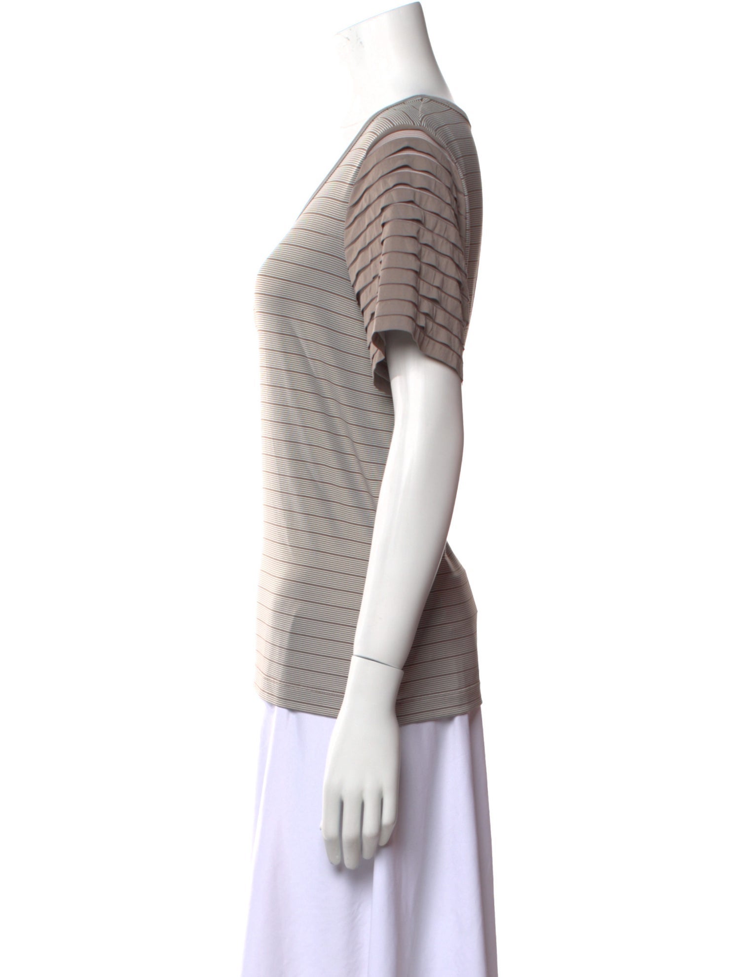 St. John Striped Scoop Neck T-Shirt