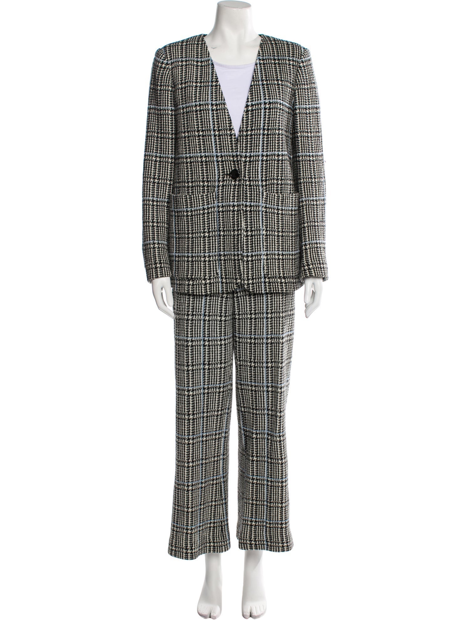 St. John Wool Tweed Pattern Pant Set