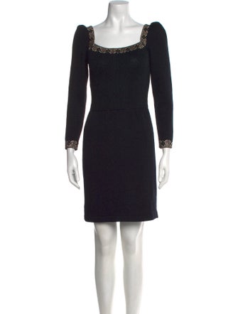 St. John Square Neckline Mini Dress