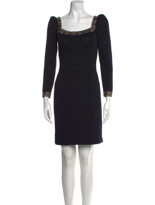 St. John Square Neckline Mini Dress