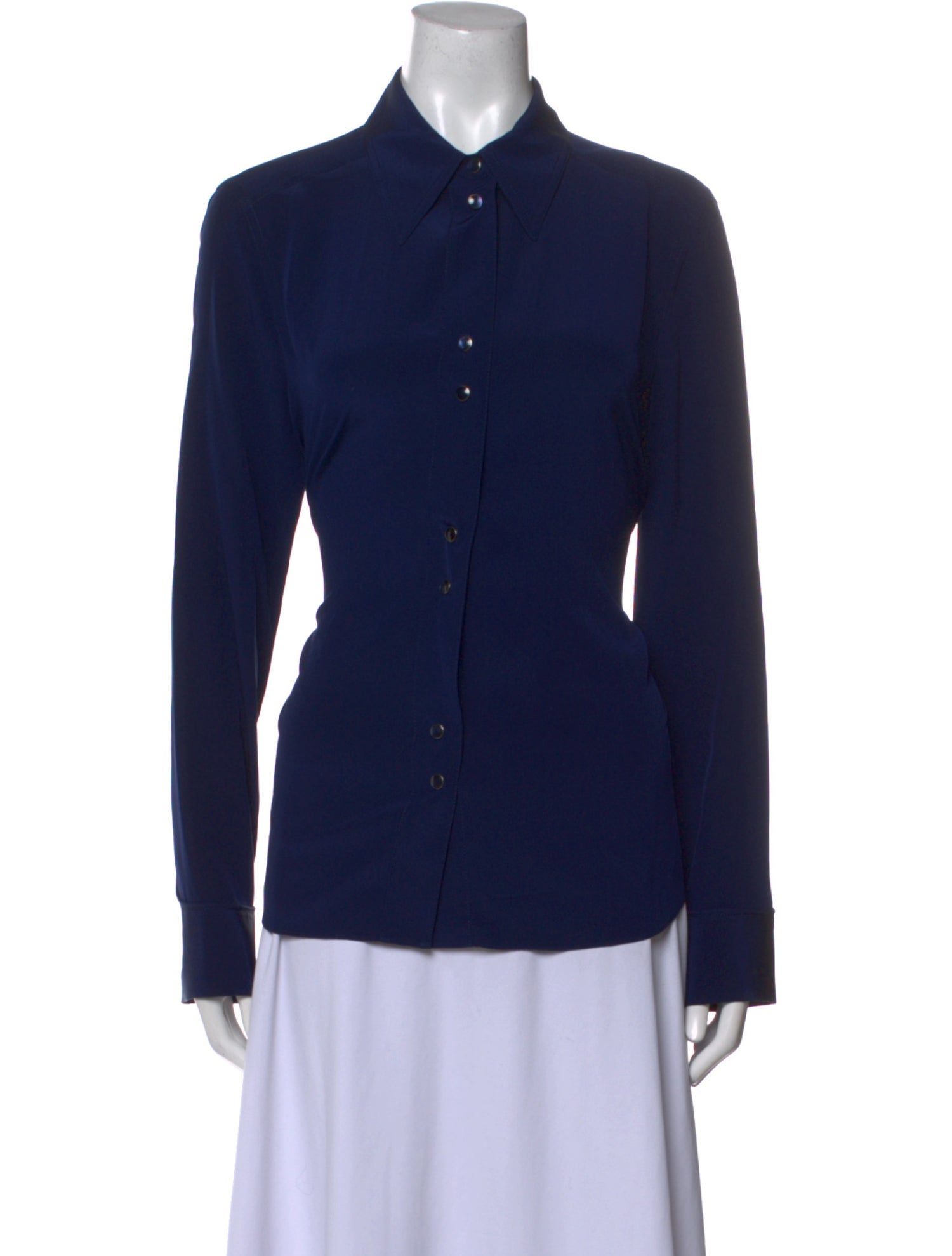 St. John Silk Long Sleeve Button-Up Top