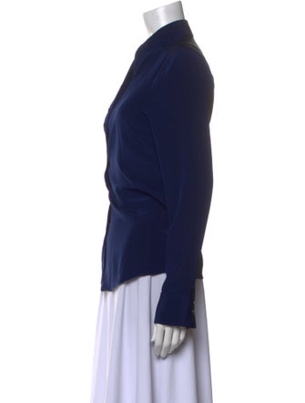 St. John Silk Long Sleeve Button-Up Top