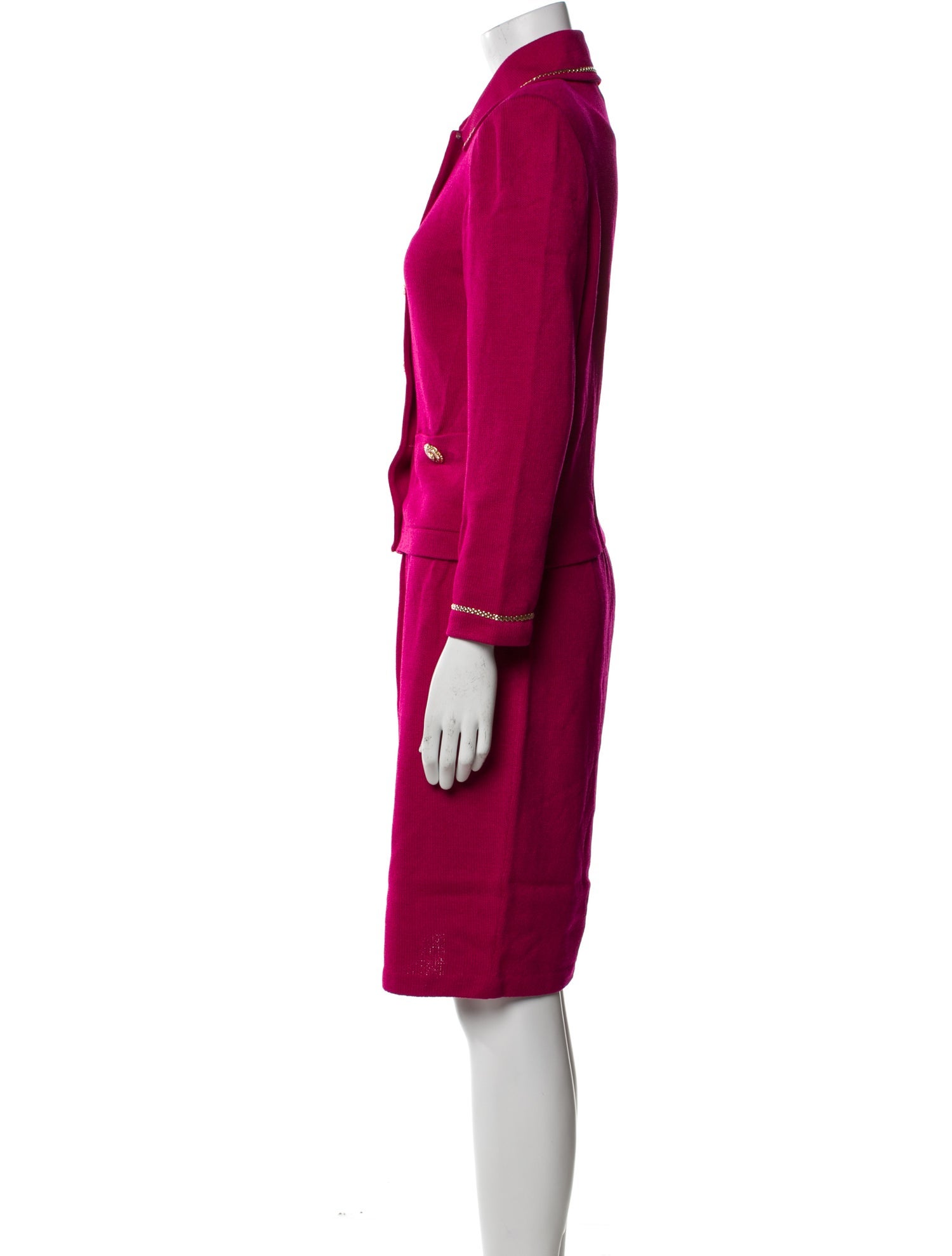 St. John Wool Chain-Link Accents Skirt Set