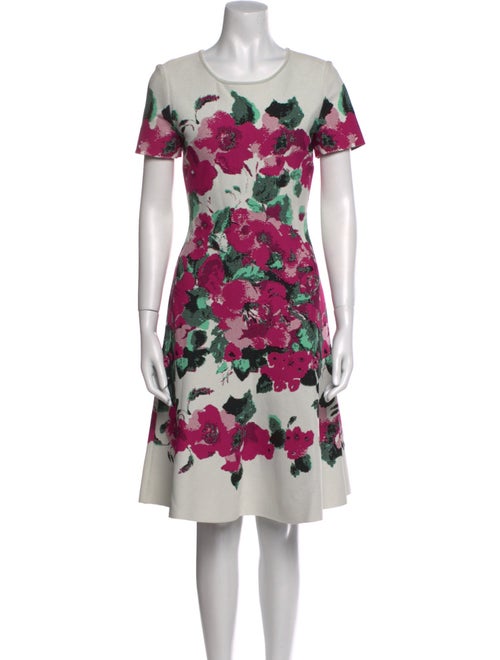 St. John Floral Print Knee-Length Dress