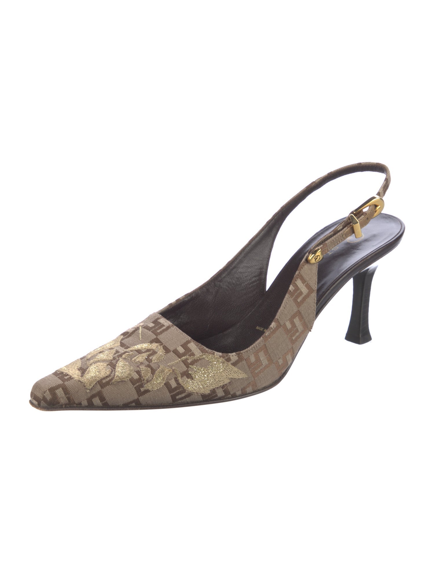 St. John Canvas Animal Print Slingback Pumps