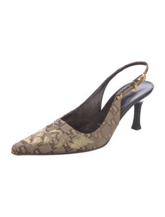 St. John Canvas Animal Print Slingback Pumps