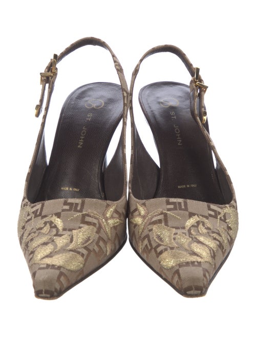 St. John Canvas Animal Print Slingback Pumps