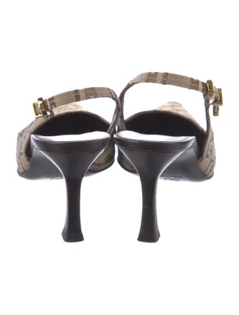 St. John Canvas Animal Print Slingback Pumps