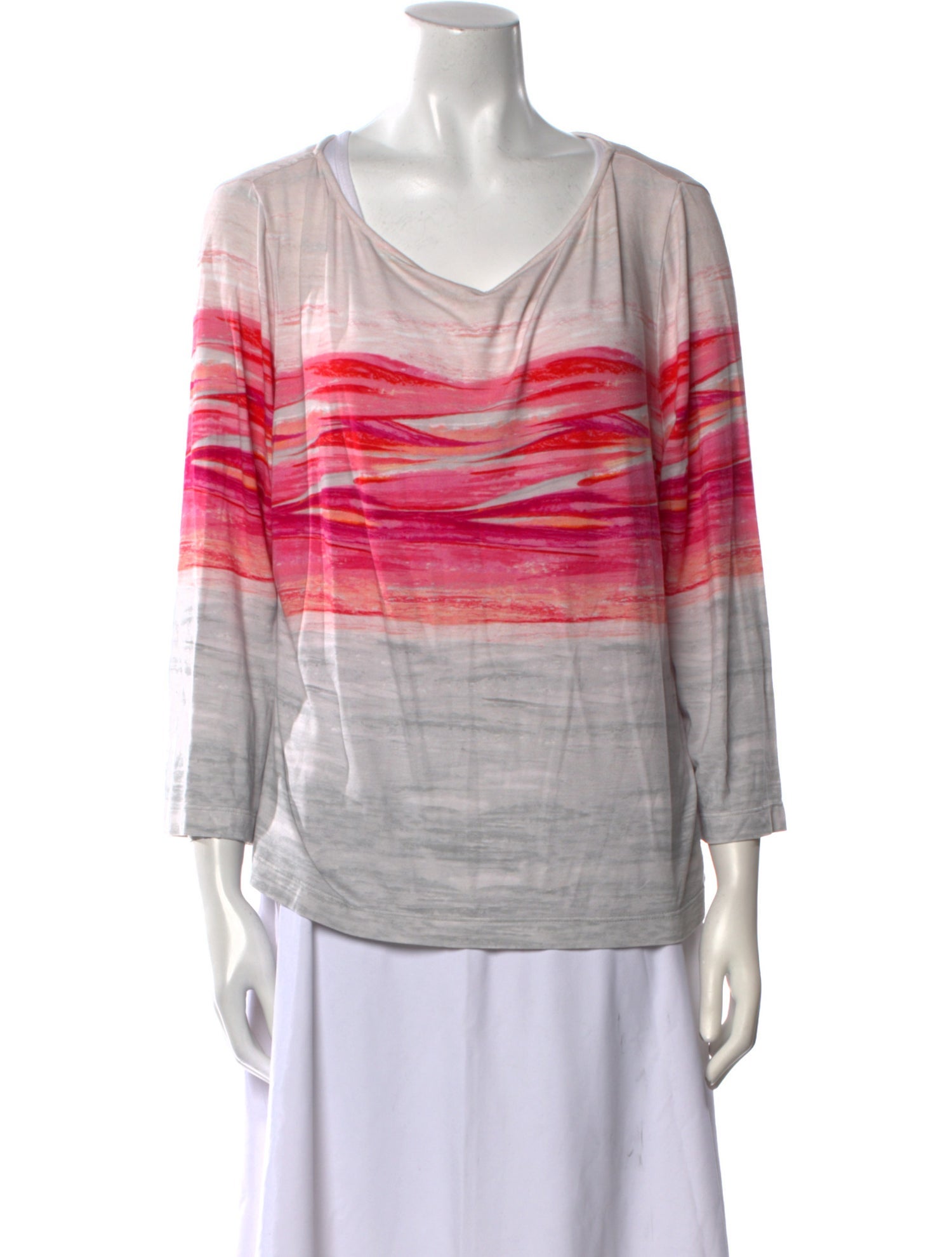 St. John Printed Cowl Neck Blouse