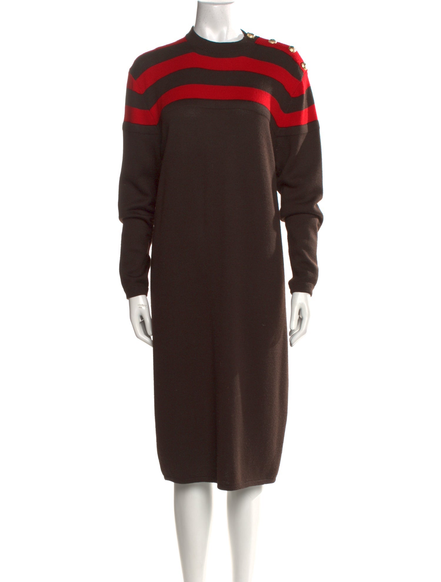 St. John Mock Neck Midi Length Dress