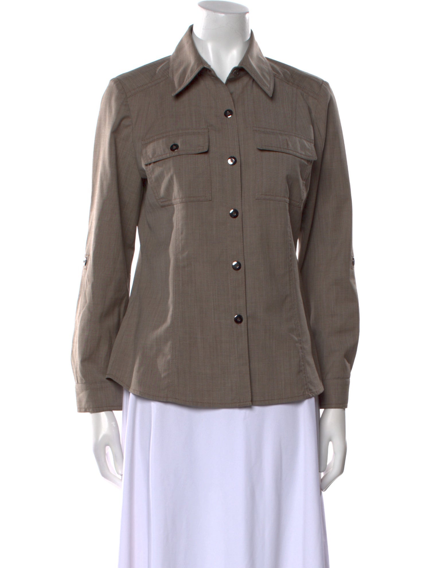 St. John Wool Long Sleeve Button-Up Top