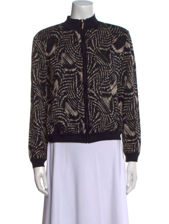 St. John Striped Mock Neck Sweater