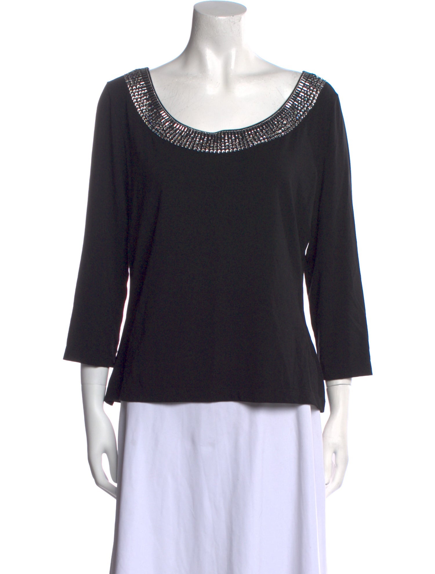 St. John Scoop Neck Three-Quarter Sleeve Top