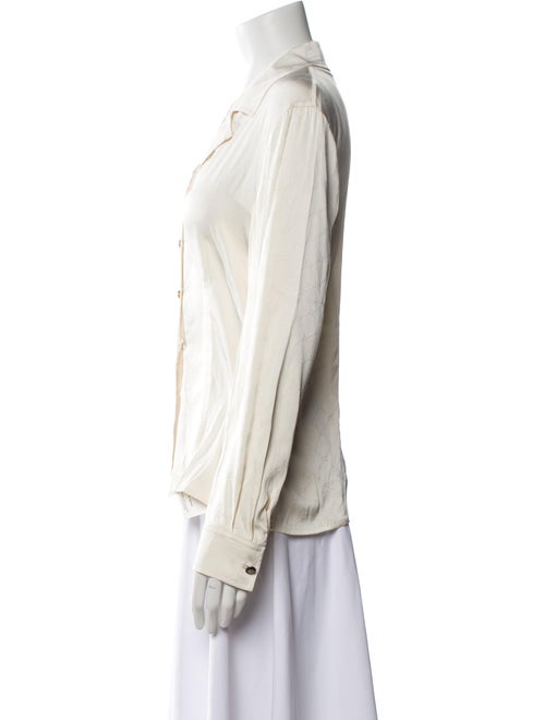 St. John Silk Long Sleeve Button-Up Top