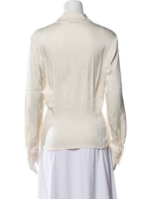 St. John Silk Long Sleeve Button-Up Top