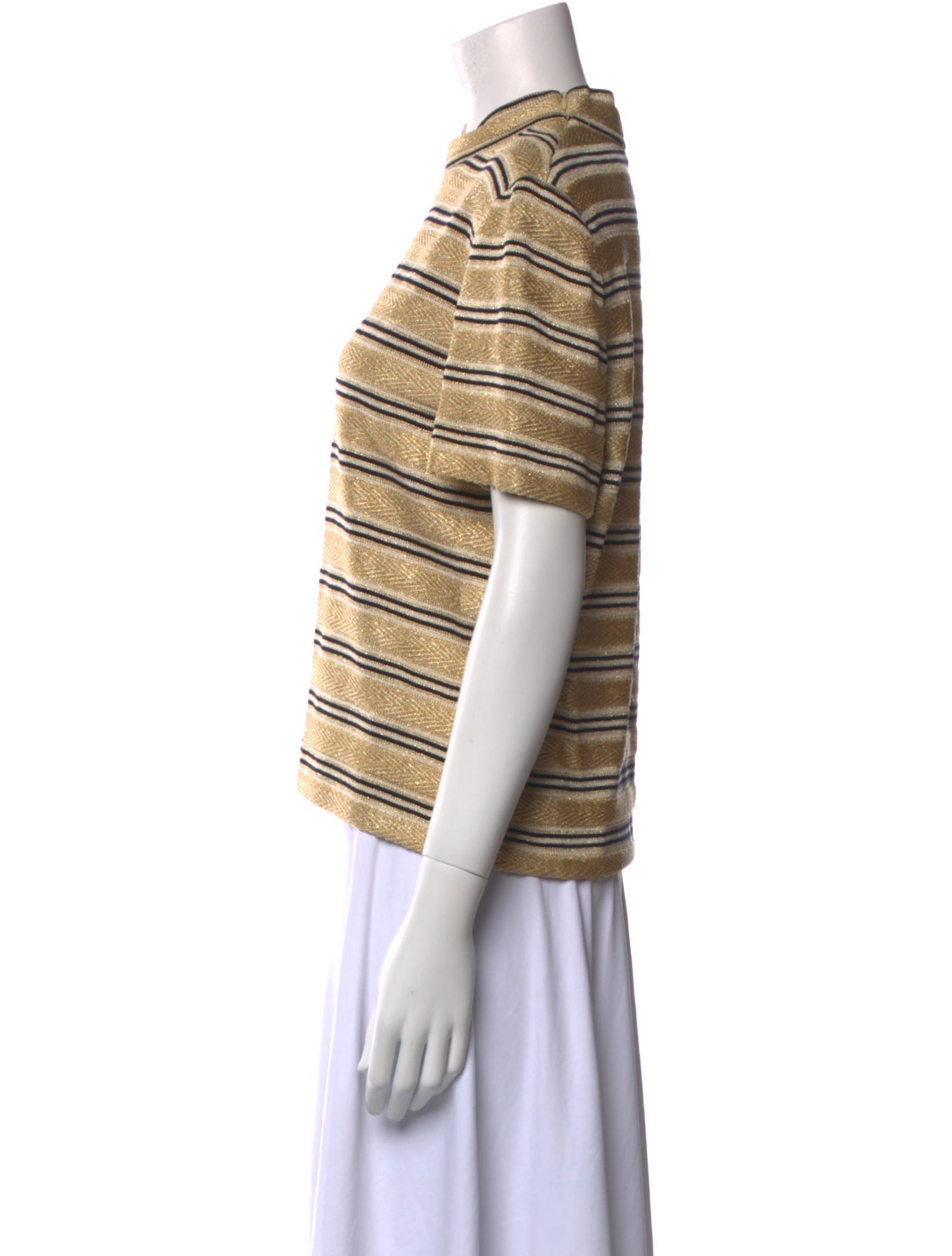 St. John Striped Mock Neck Top