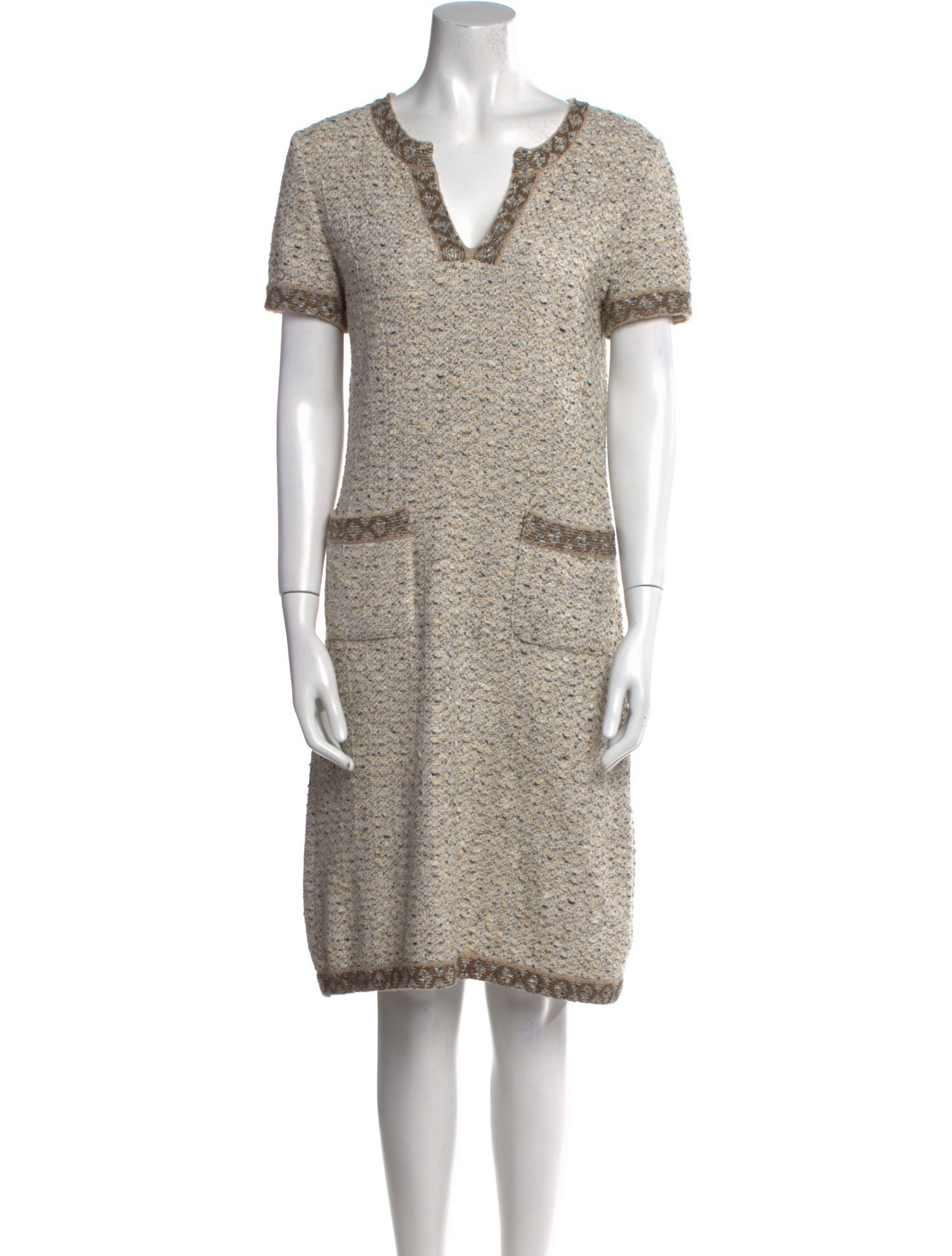 St. John Tweed Pattern Knee-Length Dress