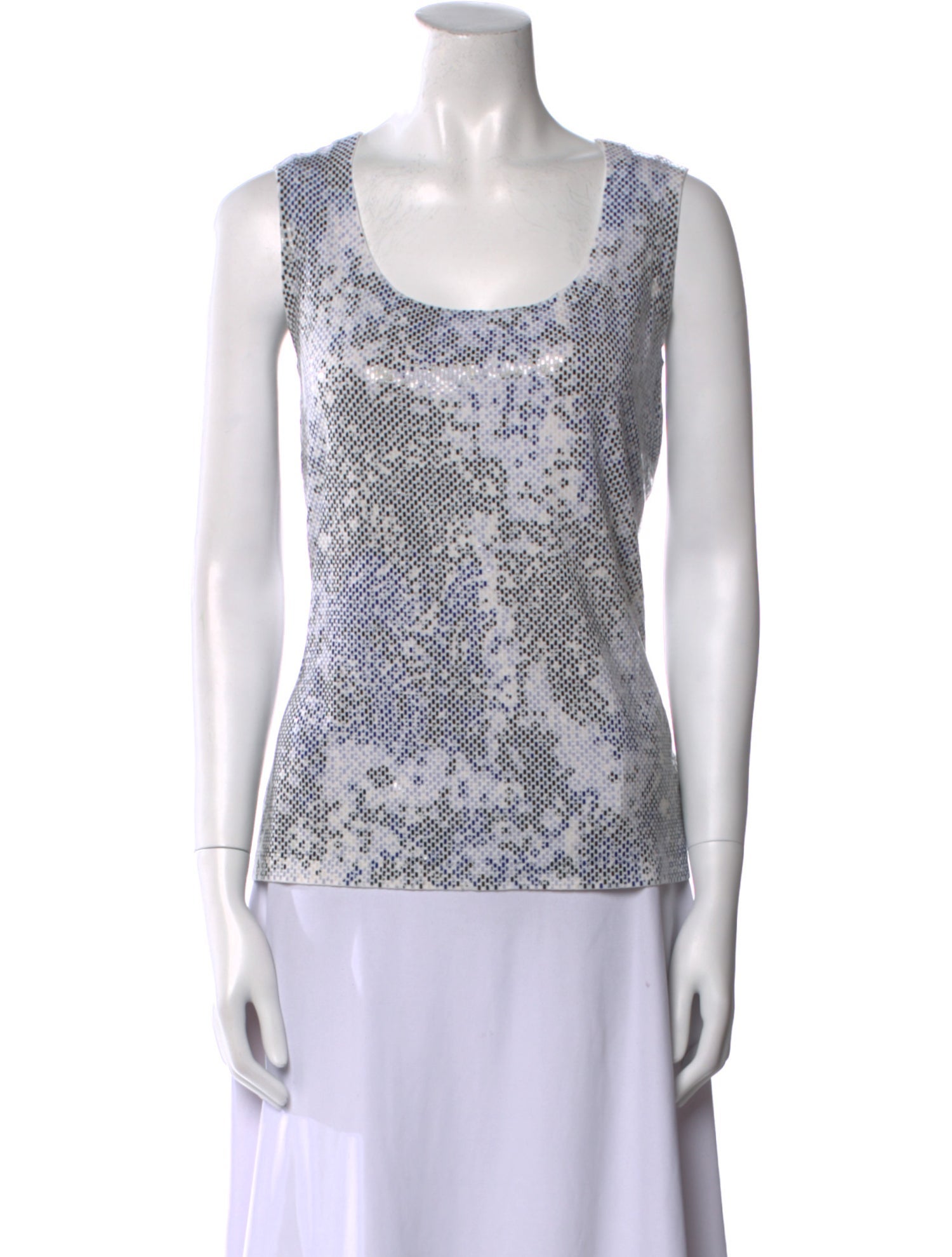 St. John Printed Scoop Neck Top