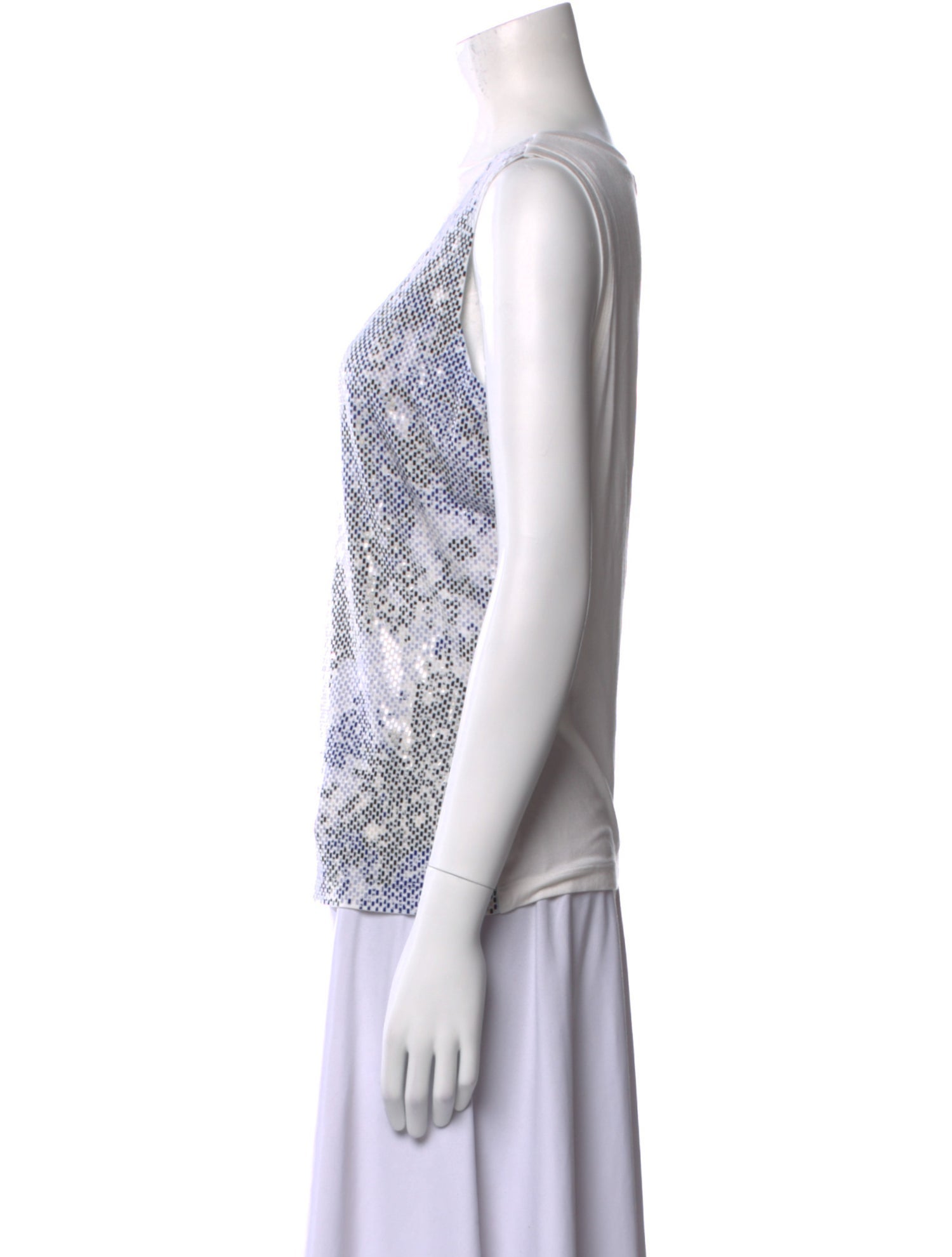 St. John Printed Scoop Neck Top