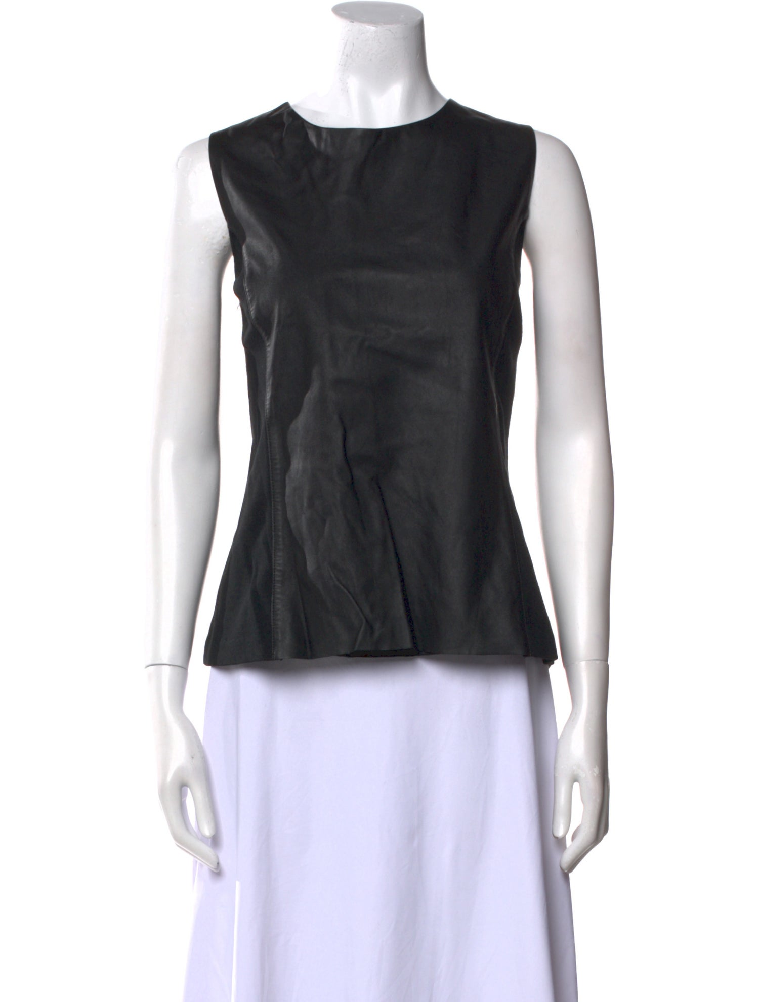 St. John Leather Bateau Neckline Top