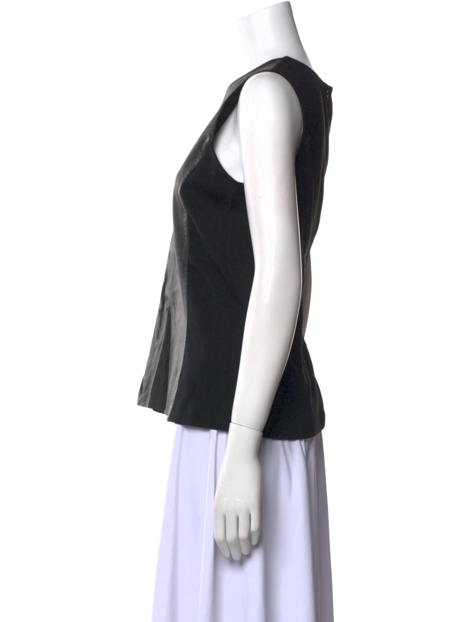 St. John Leather Bateau Neckline Top