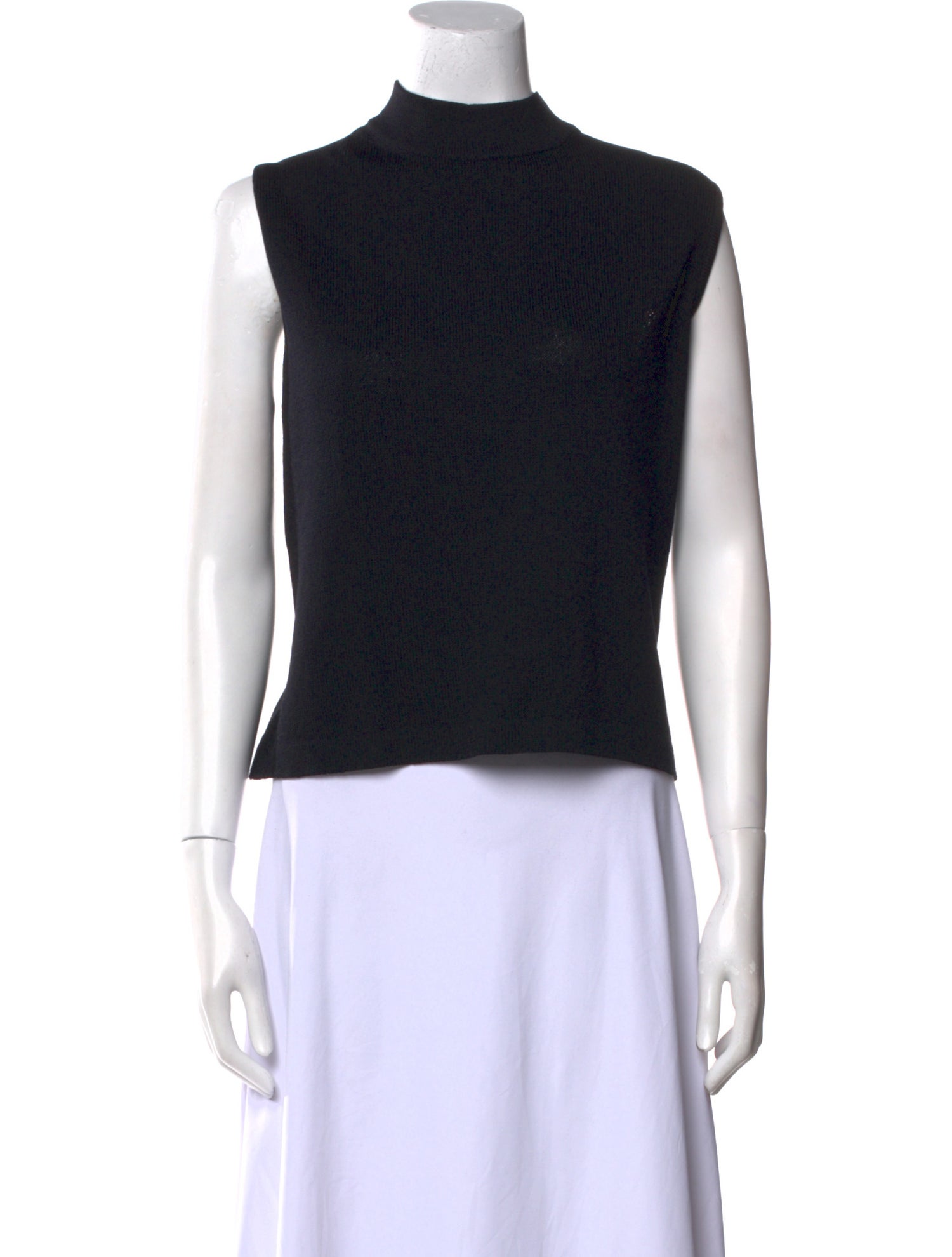 St. John Mock Neck Sleeveless Crop Top