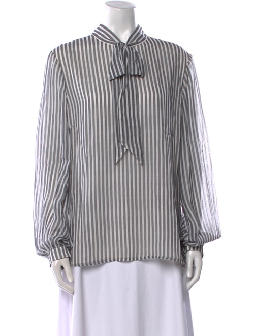 St. John Silk Striped Button-Up Top