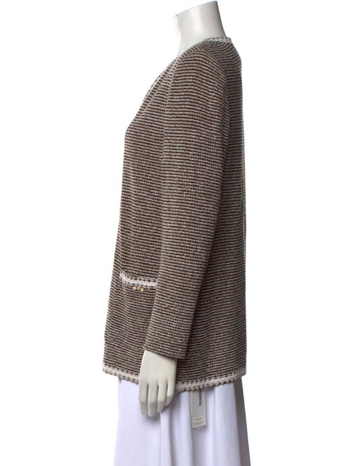 St. John Couture Striped V-Neck Sweater