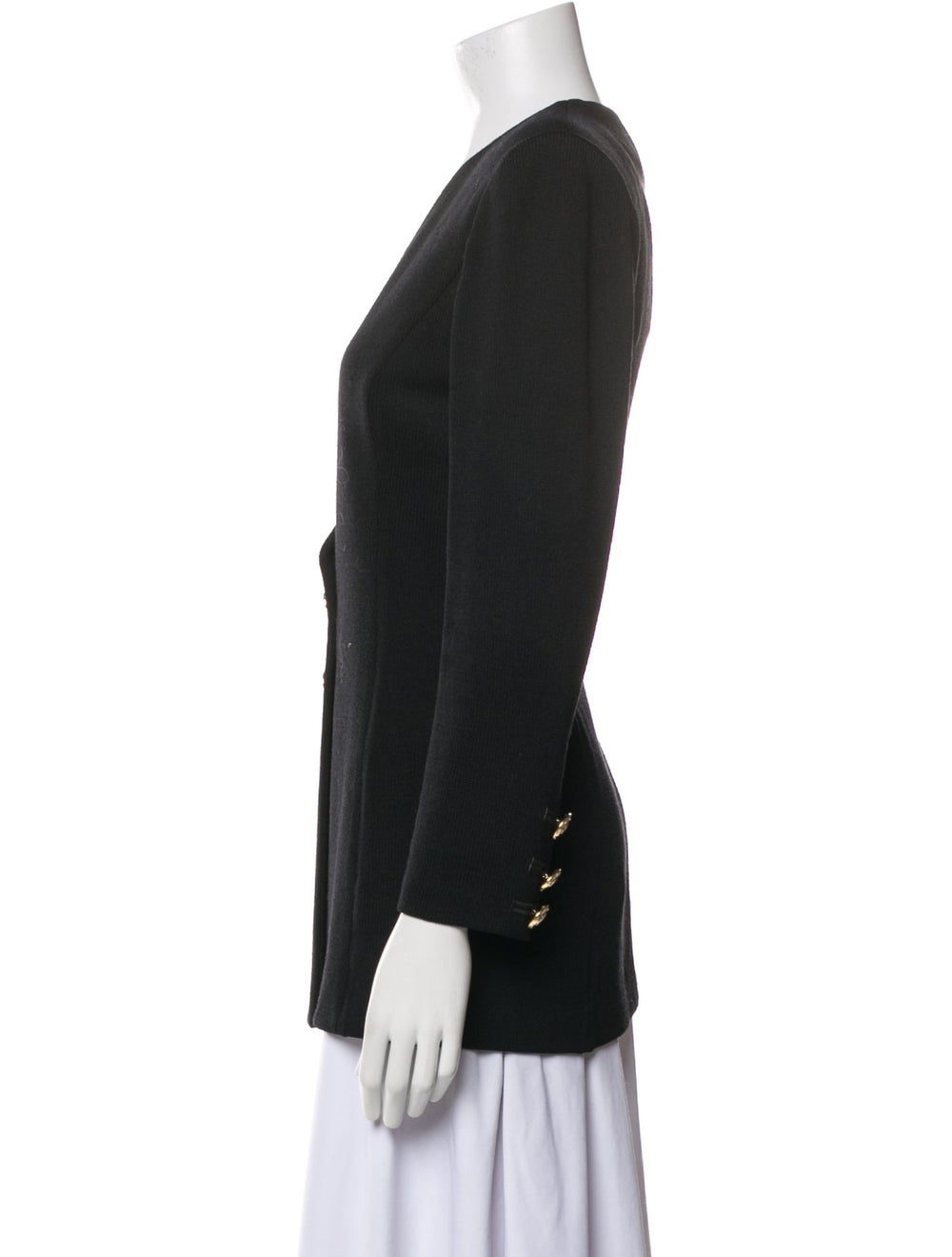 St. John Wool Blazer Black Collarless Patch Pocke… - image 2