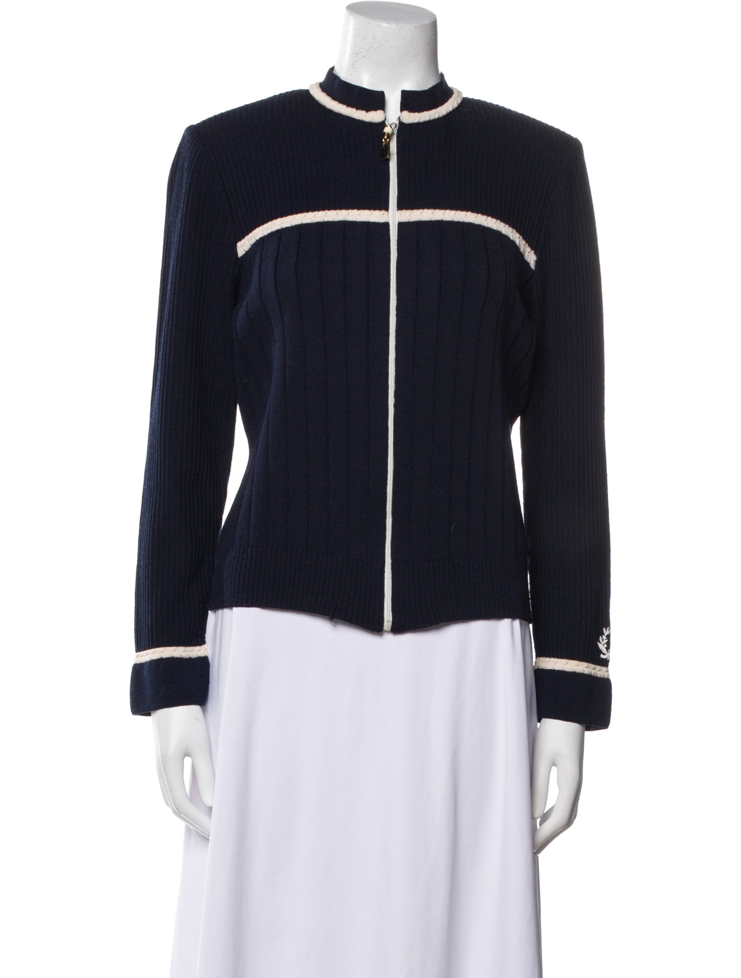 St. John Striped Mock Neck Sweater